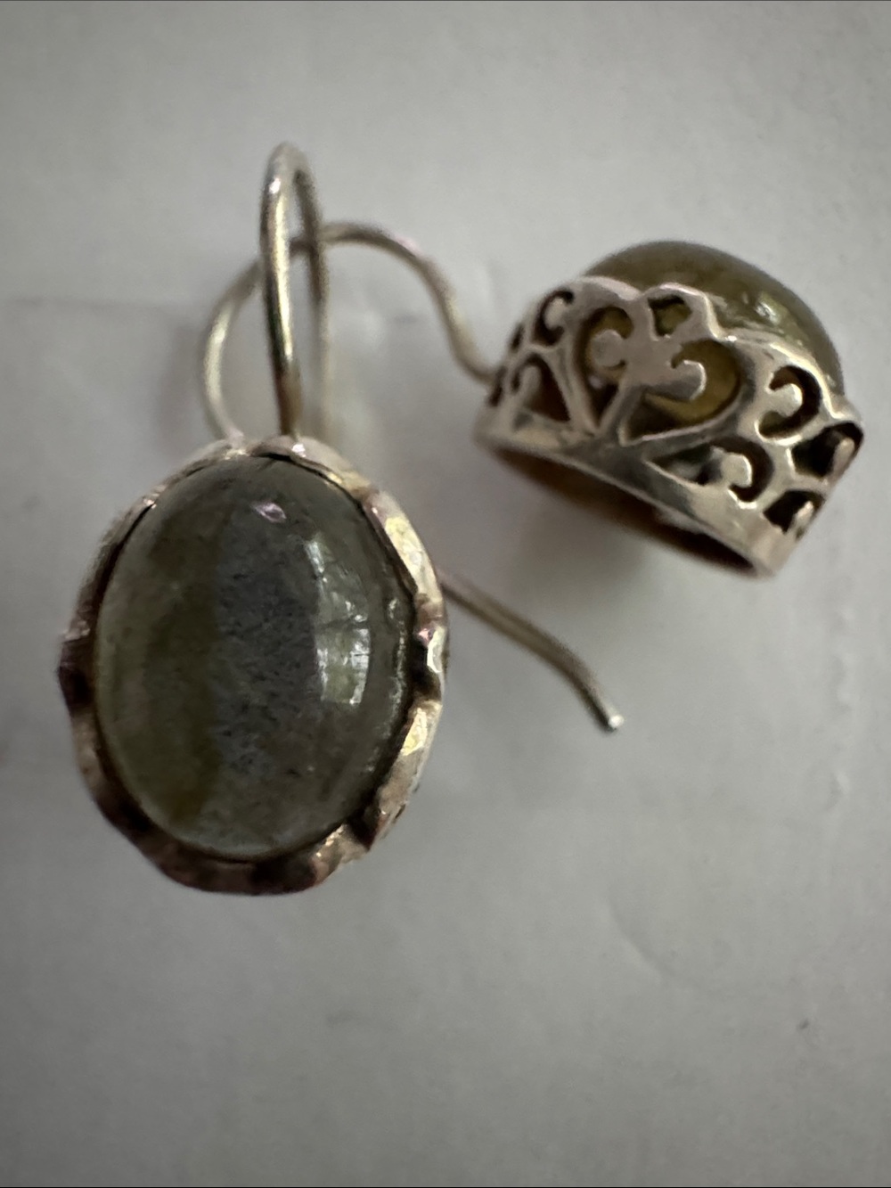 Vintage stamped 925  labradorite cabochons. Stamped but not tested